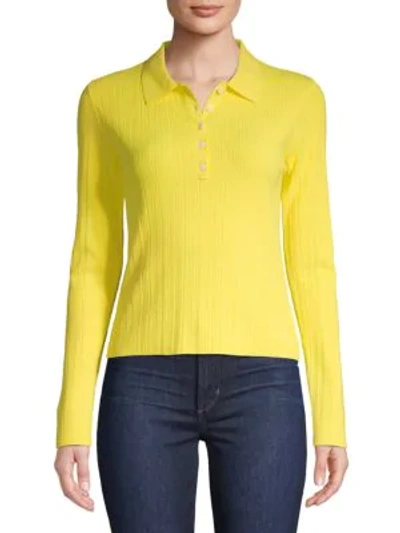 Derek Lam 10 Crosby Ribbed Cutout Polo In Citrus