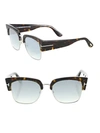 Tom Ford Dakota Semi-rimless Cat-eye Flash Sunglasses, Turquoise/dark Havana In Brown Blue