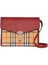 BURBERRY BURBERRY SMALL VINTAGE CHECK AND LEATHER CROSSBODY BAG - 粉色