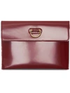 BURBERRY BURBERRY D-RING PATENT LEATHER POUCH WITH ZIP COIN CASE - RED