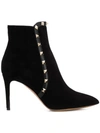 Valentino Garavani Rockstud Suede Ankle Boots In Black