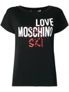 LOVE MOSCHINO LOVE MOSCHINO LOGO PATCH T-SHIRT - BLACK
