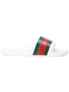 GUCCI GUCCI WEB STRIPE SLIDES - WHITE