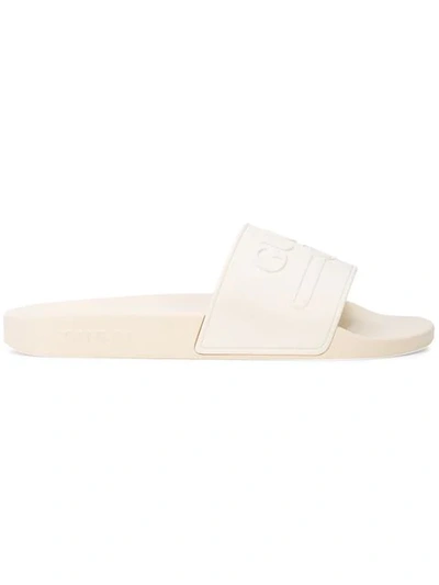Gucci Pursuit Logo-embossed Rubber Pool Slides In White