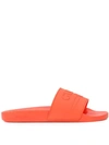 Gucci Logo-embossed Rubber Slides - Tomato Red In Yellow