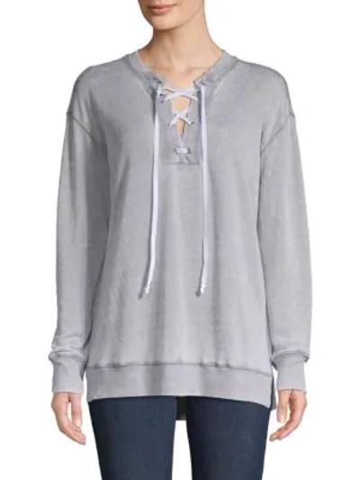 Allen Allen Lace-up Sweatshirt In Pale Grey