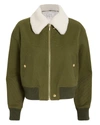 10 CROSBY Shearling Collar Army Green Bomber Jacket,TF81300CN-EXCL