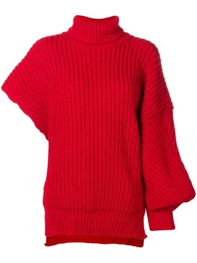 A.w.a.k.e. 不对称高领套头衫 - 红色 In Red