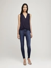 L Agence Mila Draped Silk Surplice Blouse In Midnight