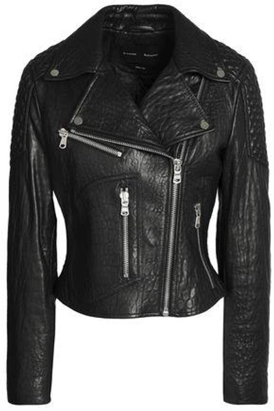 Proenza Schouler Woman Paneled Leather Biker Jacket Black