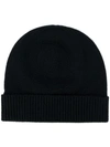 PRINGLE OF SCOTLAND PRINGLE OF SCOTLAND RIBBED BRIM BEANIE - BLACK