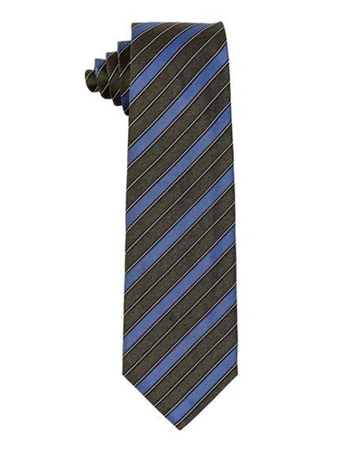 Isaia Multi-stripe Silk Tie In Gray