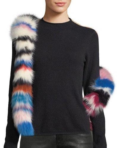 Charlotte Simone Chunky Monkey Multicolored Fur Scarf In Pink