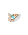 ROBERTO COIN PETALS 18K ROSE GOLD TURQUOISE, DIAMOND & MOTHER-OF-PEARL RING,PROD215320049