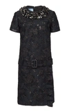 PRADA BELTED EMBELLISHED BROCADE MINI SHIFT DRESS,683887