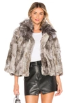 ADRIENNE LANDAU ADRIENNE LANDAU FUR COLLAR RABBIT JACKET IN GRAY.,ADRI-WO50