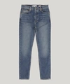 Re/done High-rise Ankle Crop Jeans In Mid 80s