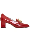 Gucci Patent Leather Mid-heel Pumps With Double G In Red