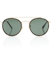 Ray Ban Round Double Bridge Sunglasses Gold Frame Green Lenses 51-22 In Gold