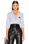 Comme Des Garçons Play Comme Des Garcons Play Broad Stripe Cotton Button Down In Blue In Blue