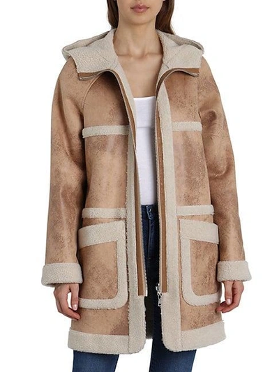 Avec Les Filles Reversible Faux Shearling And Faux Leather Coat In Nocolor