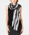 EILEEN FISHER RECYCLED COTTON PRINTED FRINGE-TRIM SCARF
