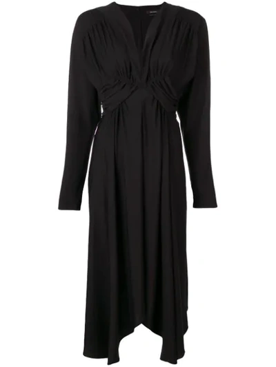 Isabel Marant V Neck Ruched Dress In Black