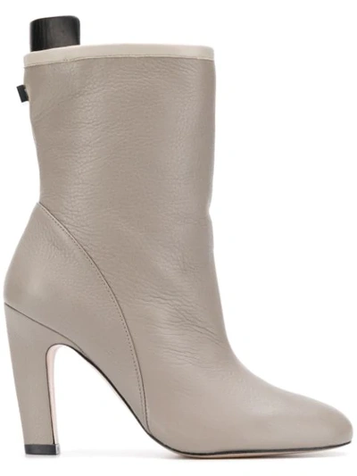Stuart Weitzman Brooks Leather Ankle Boots In Grey