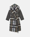 Stella Mccartney Hooded Checked Wool-blend Coat In Gray