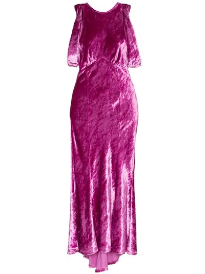 Attico Jewel-neck Sleeveless Mermaid Velvet Evening Gown In Pink/purple
