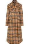 BURBERRY DOUBLE-BREASTED CHECKED ALPACA AND WOOL-BLEND COAT