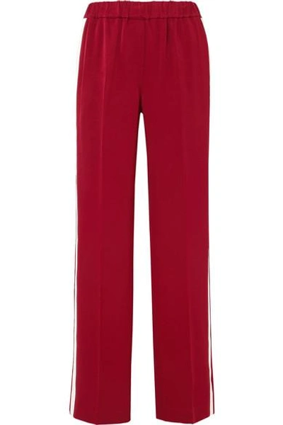 Elizabeth And James Kelly Striped Crepe Track Trousers In Ruby/white