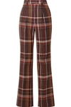 ACNE STUDIOS Checked wool and silk-blend flared pants