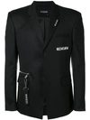 ICOSAE ICOSAE NUMBER PRINTED BLAZER - BLACK