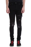 Amiri Mx1 Distressed Bandana Detail Slim Fit Jeans In Black