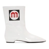 MIU MIU White Patent Logo Boots