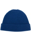 N•PEAL N.PEAL RIBBED BEANIE - BLUE