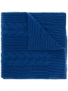 N•PEAL N.PEAL 宽版粗绞花针织羊绒围巾 - 蓝色