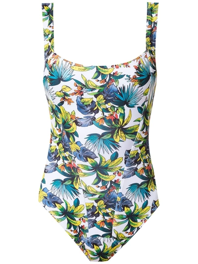 AMIR SLAMA AMIR SLAMA PRINTED SWIMSUIT - 白色