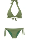 Amir Slama Plain Bikini Set In Green