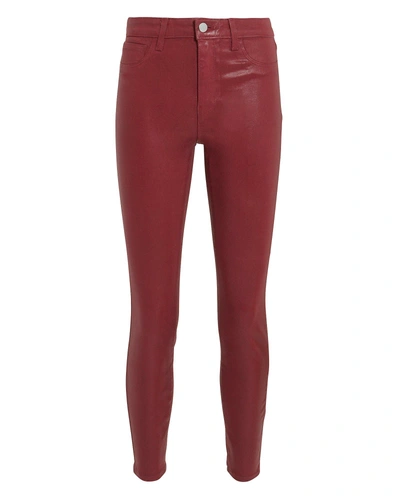 L Agence Margot High-rise Coated Skinny Jeans In Dark Berry