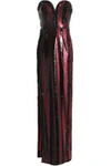 MILLY STRAPLESS SEQUIN STRIPED GOWN,3074457345618606869