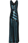 MILLY WOMAN STRIPED SEQUIN GOWN BLUE,GB 13331180551760209