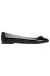 GIUSEPPE ZANOTTI WOMAN CRYSTAL AND BOW-EMBELLISHED PATENT-LEATHER BALLET FLATS BLACK,AU 4146401443390391
