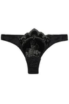 I.D. SARRIERI Embroidered velvet, satin and tulle thong,AU 1016843419921970