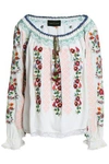 NEEDLE & THREAD WOMAN EMBROIDERED CREPE TUNIC WHITE,GB 4146401443461565