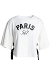 CINQ À SEPT Lace-up printed cotton-jersey T-shirt,US 12789547614287690