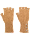 THOM BROWNE THOM BROWNE FINGERLESS GLOVES IN CAMEL HAIR - NEUTRALS