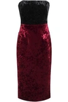 BLACK HALO EVE BY LAUREL BERMAN RUMOR STRAPLESS TWO-TONE CRUSHED-VELVET DRESS,3074457345618572501