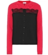 RED VALENTINO LACE-TRIMMED VIRGIN WOOL CARDIGAN,P00336436